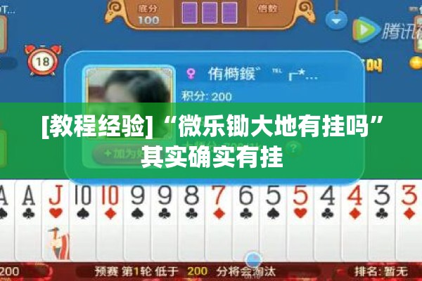 [教程经验]“微乐锄大地有挂吗	”其实确实有挂