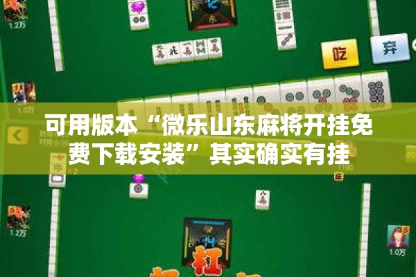 可用版本“微乐山东麻将开挂免费下载安装”其实确实有挂