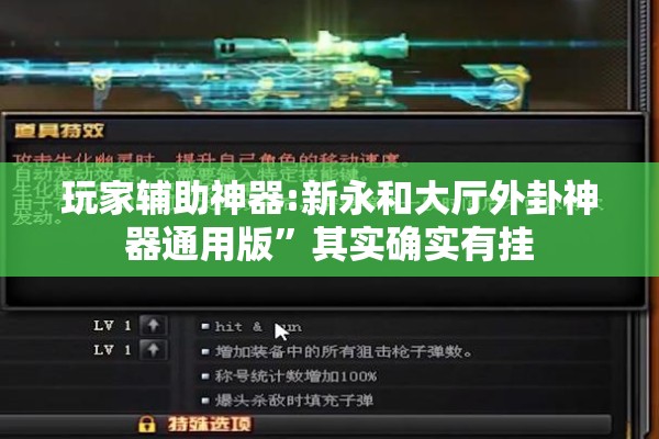 玩家辅助神器:新永和大厅外卦神器通用版	”其实确实有挂