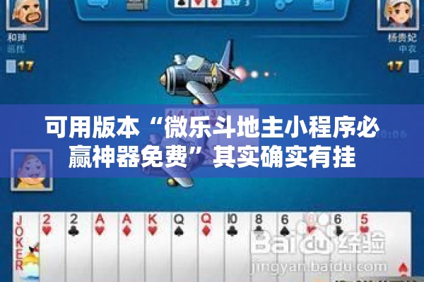 可用版本“微乐斗地主小程序必赢神器免费”其实确实有挂