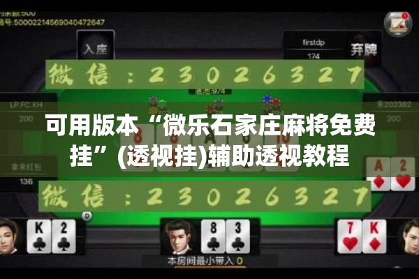 可用版本“微乐石家庄麻将免费挂”(透视挂)辅助透视教程