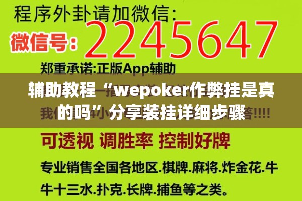 辅助教程“wepoker作弊挂是真的吗	”分享装挂详细步骤