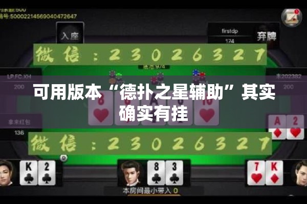 可用版本“德扑之星辅助”其实确实有挂