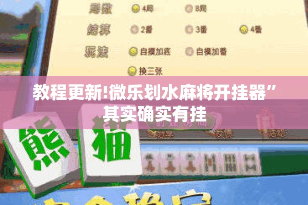 教程更新!微乐划水麻将开挂器	”其实确实有挂