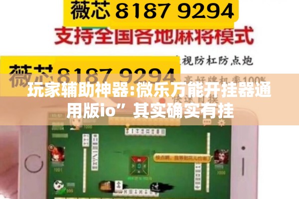 玩家辅助神器:微乐万能开挂器通用版io”其实确实有挂