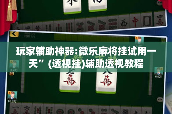 玩家辅助神器:微乐麻将挂试用一天”(透视挂)辅助透视教程