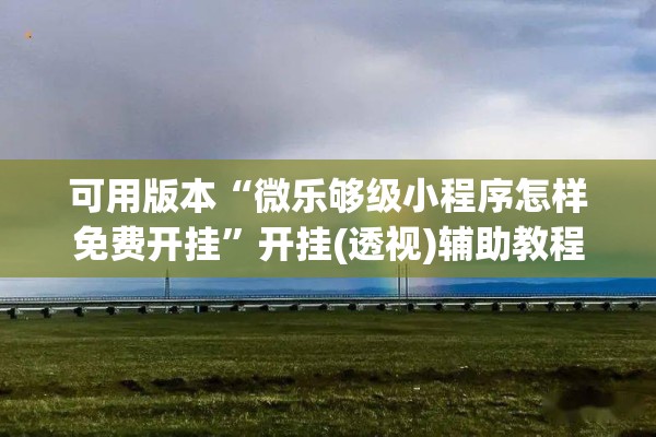 可用版本“微乐够级小程序怎样免费开挂	”开挂(透视)辅助教程