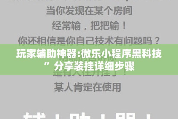 玩家辅助神器:微乐小程序黑科技”分享装挂详细步骤