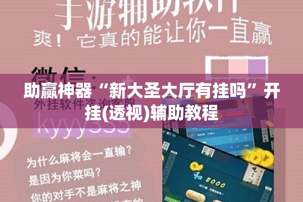 助赢神器“新大圣大厅有挂吗”开挂(透视)辅助教程