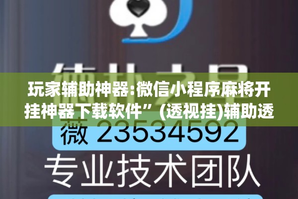 玩家辅助神器:微信小程序麻将开挂神器下载软件”(透视挂)辅助透视教程