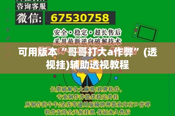 可用版本“哥哥打大a作弊”(透视挂)辅助透视教程