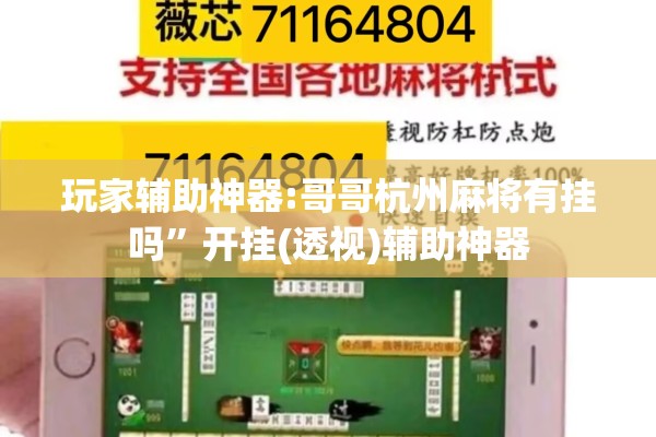 玩家辅助神器:哥哥杭州麻将有挂吗	”开挂(透视)辅助神器