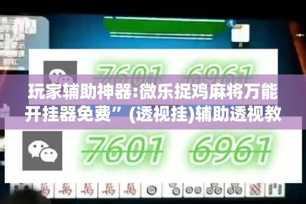 玩家辅助神器:微乐捉鸡麻将万能开挂器免费”(透视挂)辅助透视教程