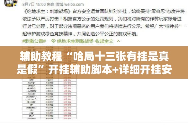 辅助教程“哈局十三张有挂是真是假”开挂辅助脚本+详细开挂安装教程