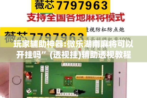 玩家辅助神器:微乐湖南麻将可以开挂吗”(透视挂)辅助透视教程