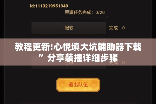 教程更新!心悦填大坑辅助器下载	”分享装挂详细步骤