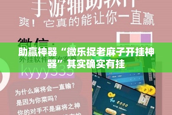 助赢神器“微乐捉老麻子开挂神器”其实确实有挂