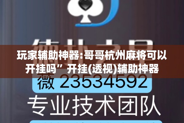 玩家辅助神器:哥哥杭州麻将可以开挂吗	”开挂(透视)辅助神器