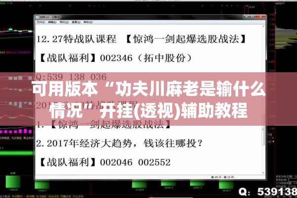 可用版本“功夫川麻老是输什么情况”开挂(透视)辅助教程