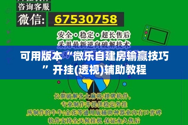 可用版本“微乐自建房输赢技巧”开挂(透视)辅助教程