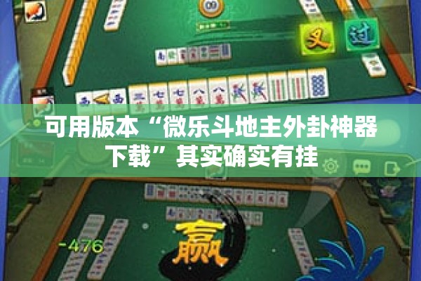 可用版本“微乐斗地主外卦神器下载”其实确实有挂
