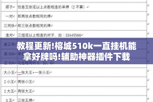 教程更新!榕城510k一直挂机能拿好牌吗!辅助神器插件下载