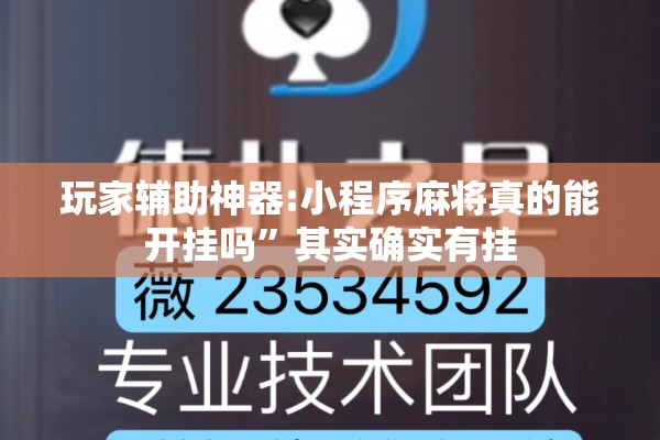 玩家辅助神器:小程序麻将真的能开挂吗”其实确实有挂