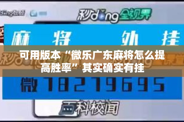 可用版本“微乐广东麻将怎么提高胜率”其实确实有挂