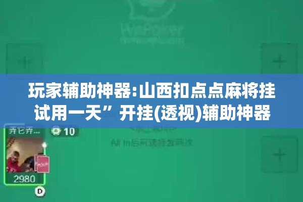 玩家辅助神器:山西扣点点麻将挂试用一天”开挂(透视)辅助神器