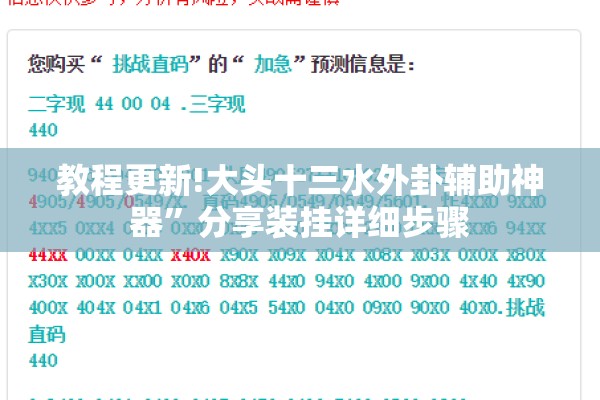 教程更新!大头十三水外卦辅助神器	”分享装挂详细步骤