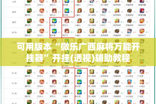 可用版本“微乐广西麻将万能开挂器	”开挂(透视)辅助教程