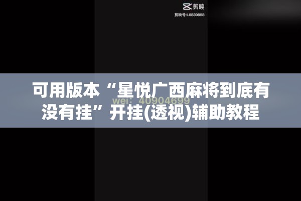 可用版本“星悦广西麻将到底有没有挂”开挂(透视)辅助教程