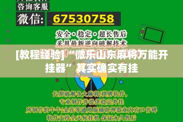[教程经验]“微乐山东麻将万能开挂器”其实确实有挂