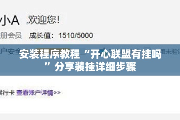 安装程序教程“开心联盟有挂吗	”分享装挂详细步骤