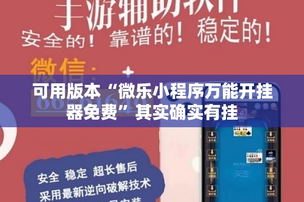 可用版本“微乐小程序万能开挂器免费”其实确实有挂