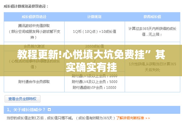 教程更新!心悦填大坑免费挂”其实确实有挂