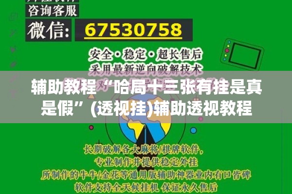 辅助教程“哈局十三张有挂是真是假”(透视挂)辅助透视教程