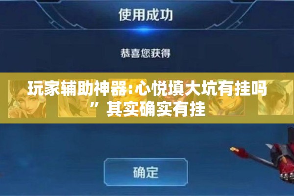玩家辅助神器:心悦填大坑有挂吗”其实确实有挂