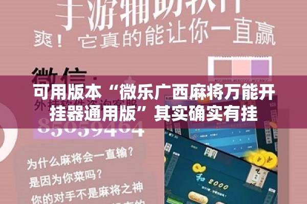可用版本“微乐广西麻将万能开挂器通用版	”其实确实有挂