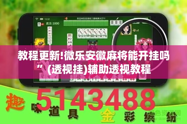 教程更新!微乐安徽麻将能开挂吗”(透视挂)辅助透视教程