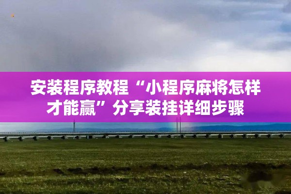 安装程序教程“小程序麻将怎样才能赢”分享装挂详细步骤
