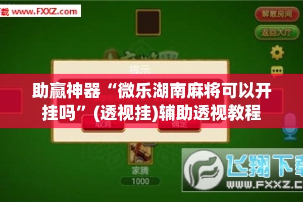 助赢神器“微乐湖南麻将可以开挂吗”(透视挂)辅助透视教程