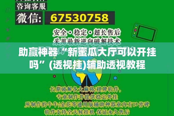 助赢神器“新蜜瓜大厅可以开挂吗”(透视挂)辅助透视教程