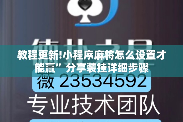 教程更新!小程序麻将怎么设置才能赢”分享装挂详细步骤