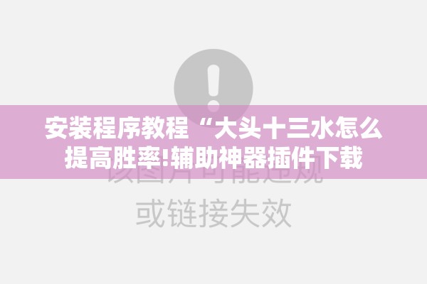 安装程序教程“大头十三水怎么提高胜率!辅助神器插件下载