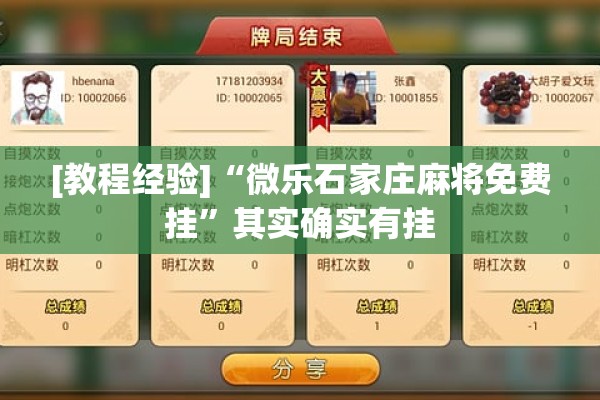 [教程经验]“微乐石家庄麻将免费挂”其实确实有挂