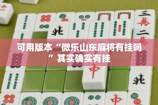 可用版本“微乐山东麻将有挂吗”其实确实有挂