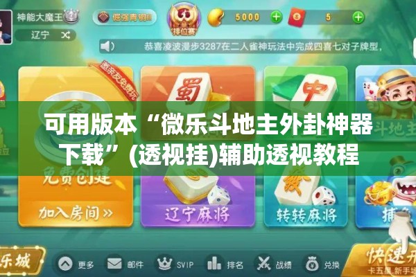 可用版本“微乐斗地主外卦神器下载”(透视挂)辅助透视教程