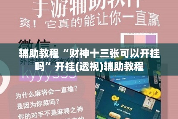 辅助教程“财神十三张可以开挂吗”开挂(透视)辅助教程
