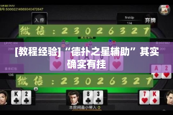 [教程经验]“德扑之星辅助	”其实确实有挂